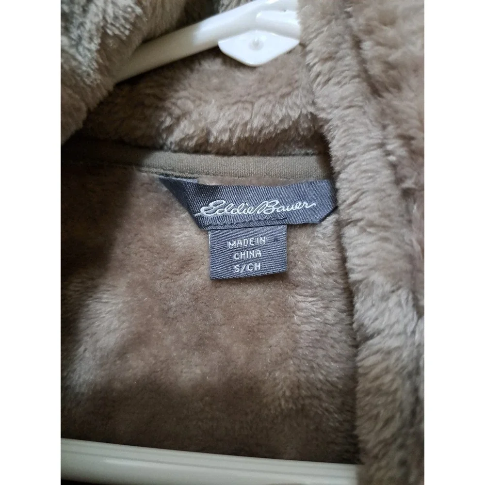 Eddie Bauer Women's Fleece Long Sleeves 1/3 Snap Light Brown Sweater Small